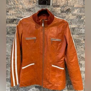 Vintage DANIER Racer Stripe Leather Jacket Size S